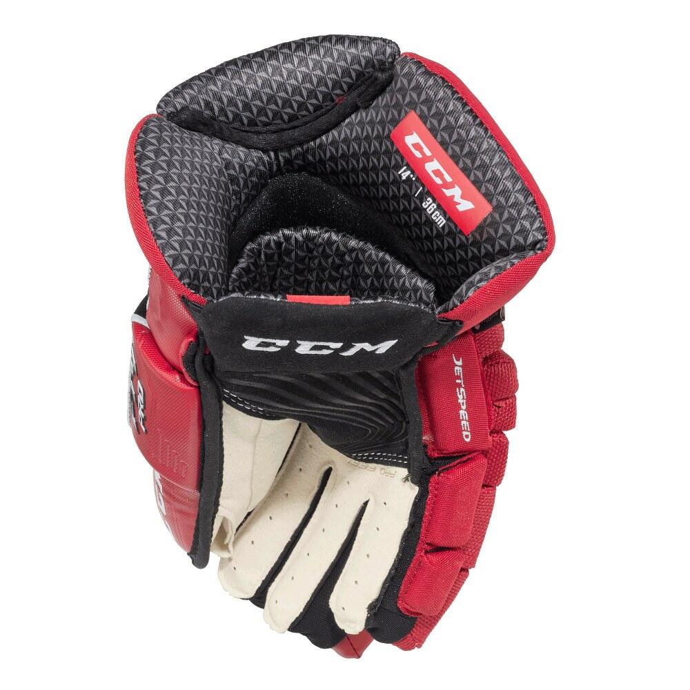 Luvas de Hóqui Preto/Vermelho/Branco Juniores CCM JETSPEED FT4 PRO 3/4