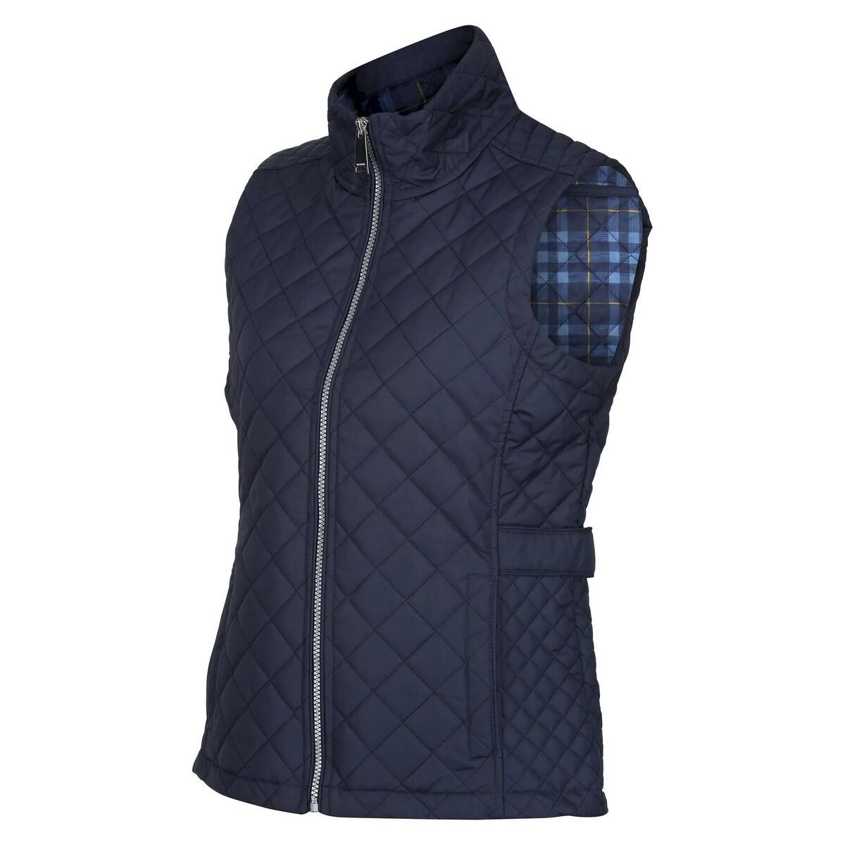 Womens/Ladies Charleigh Checked Quilted Body Warmer (Navy) 3/5