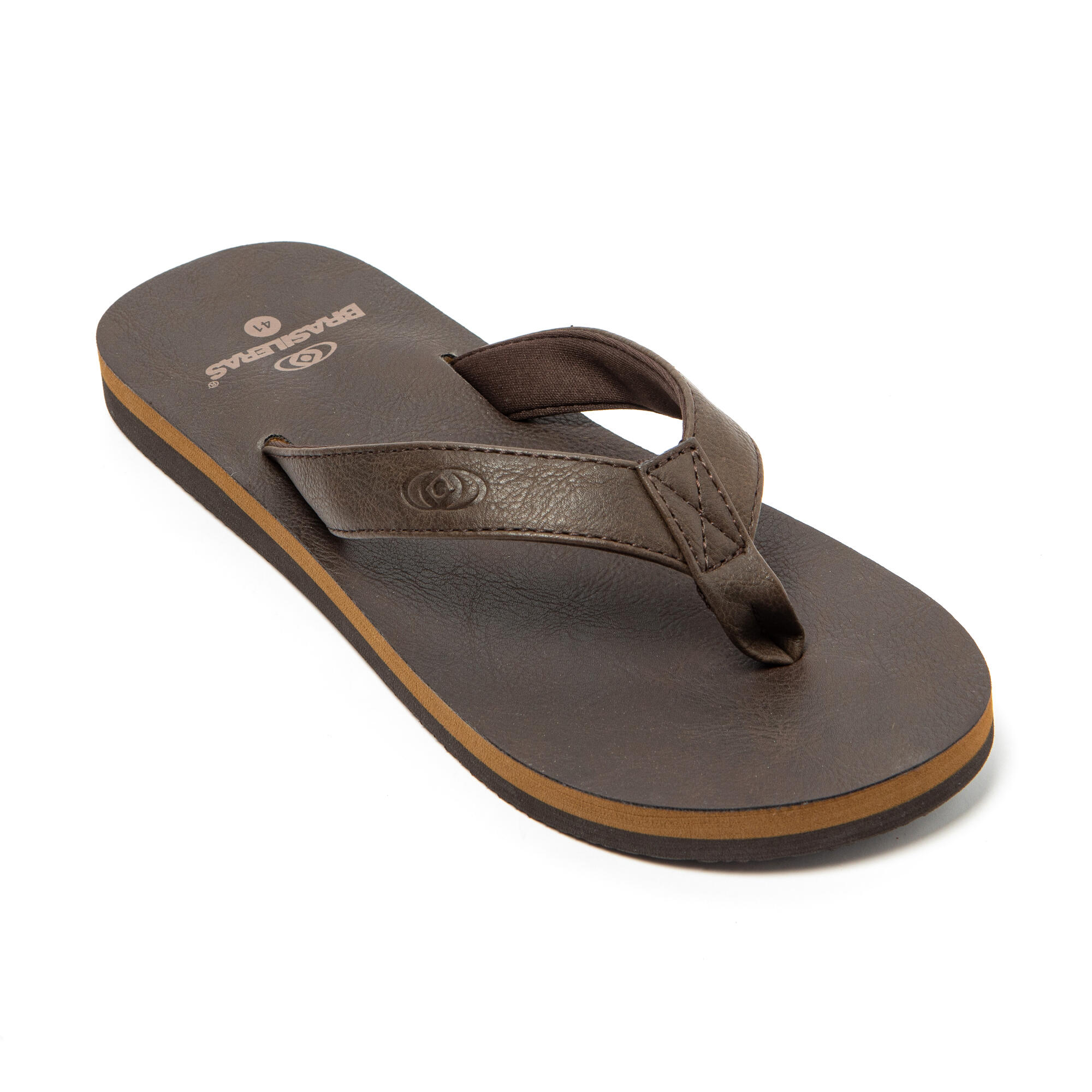 Tongs à bout marron pour homme avec semelle antidérapante 2/7