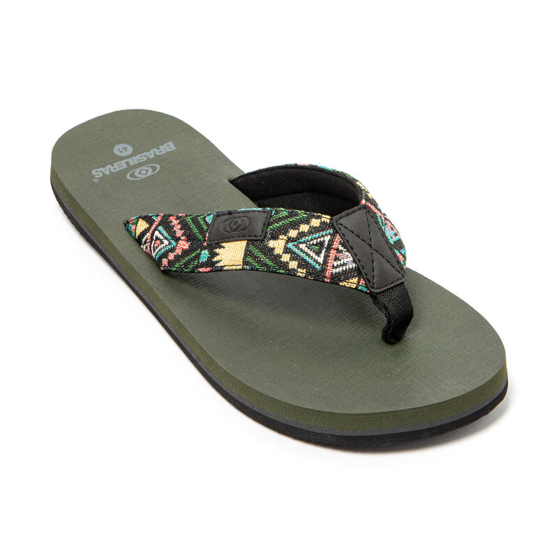 Herren BRASILERAS Toe Flip Flops Militärgrün Anti-Rutsch-Sohle