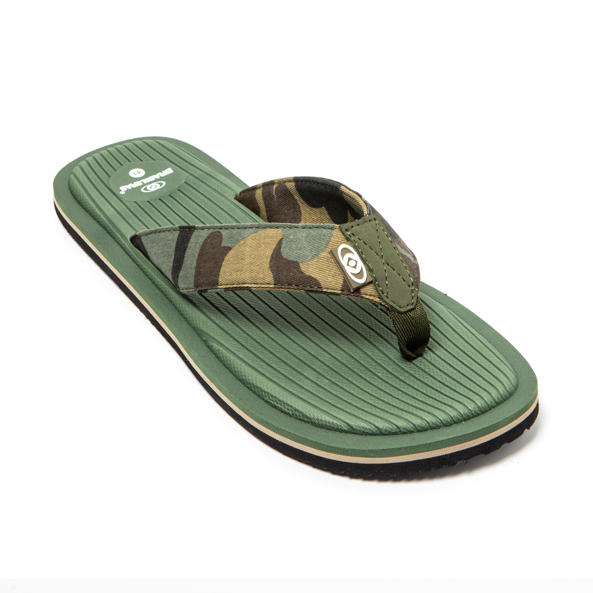 Chanclas Dedo Brasileras De Hombre Verde Militar Suela Antideslizante 2/7