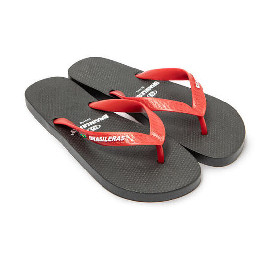 Herren BRASILERAS Toe Flip Flops Rot und Schwarz mit rutschfester Sohle