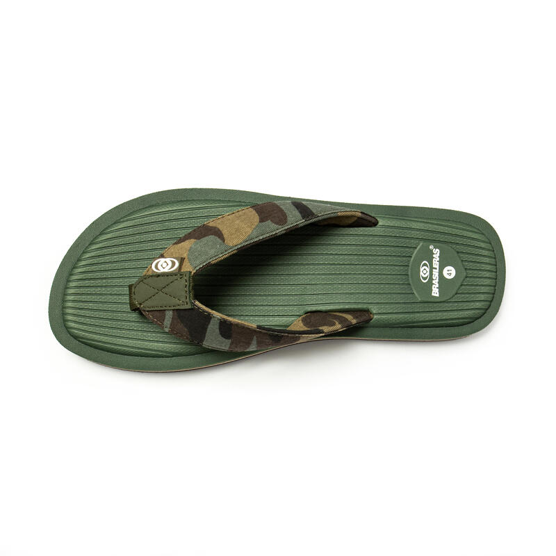 Herren BRASILERAS Toe Flip Flops Militärgrün Anti-Rutsch-Sohle