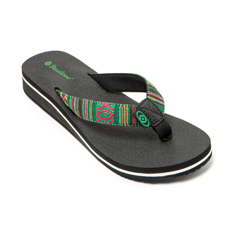 Vrouwen Brasilerase teenslippers groen met antislipzool