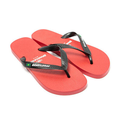 Herren BRASILERAS Toe Flip Flops Rot und Schwarz mit rutschfester Sohle