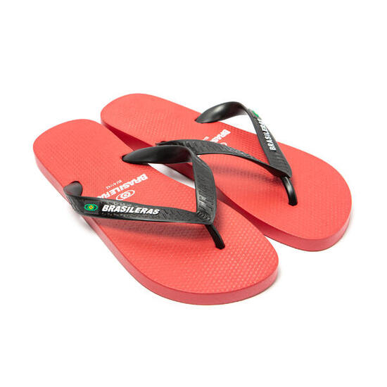 Herren BRASILERAS Toe Flip Flops Rot und Schwarz mit rutschfester Sohle