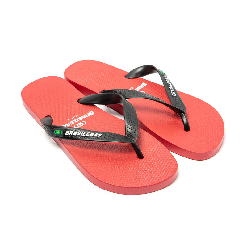 Chanclas Dedo Brasileras De Hombre Rojo Y Negro Suela Antideslizante