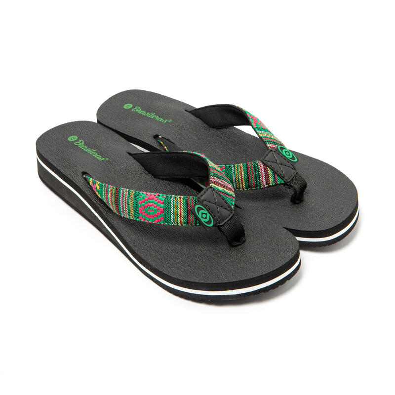 Vrouwen Brasilerase teenslippers groen met antislipzool