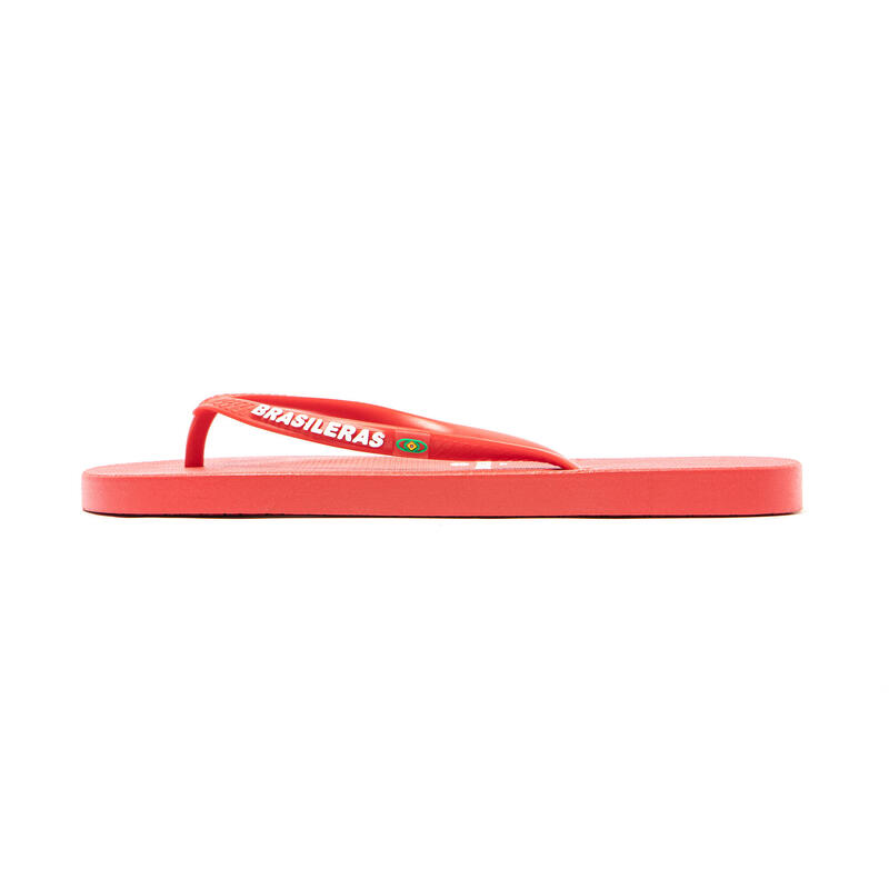 Vrouwen Brasilerase Teenslippers Rood Met Slip-Resistente Rubberen Zool