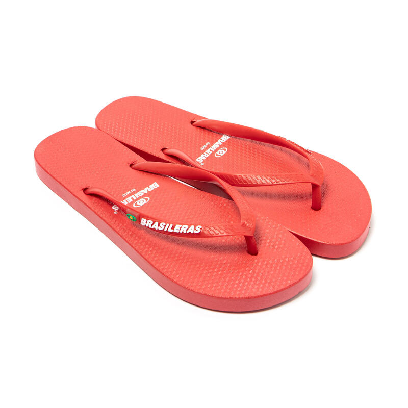 BRASILERAS Toe Flip Flops für Frauen Rot mit rutschhemmender Gummisohle
