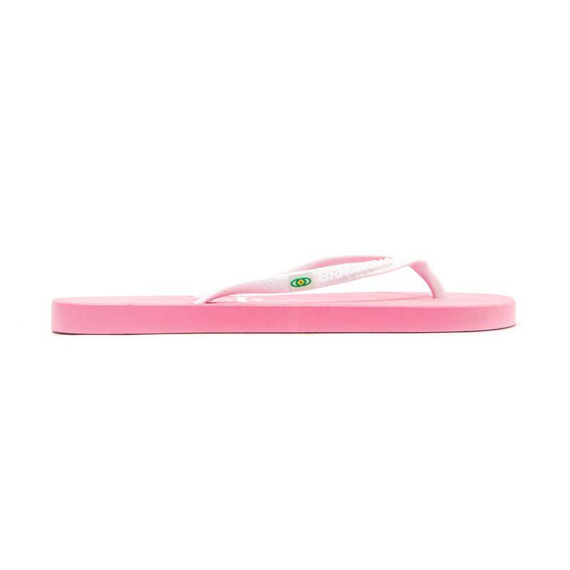 Vrouwen Brasilerase teenslippers roze en wit met antislipzool