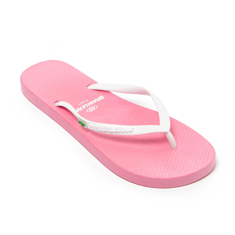 BRASILERAS Toe Flip Flops für Frauen in Rosa und Weiß mit rutschfester Sohle