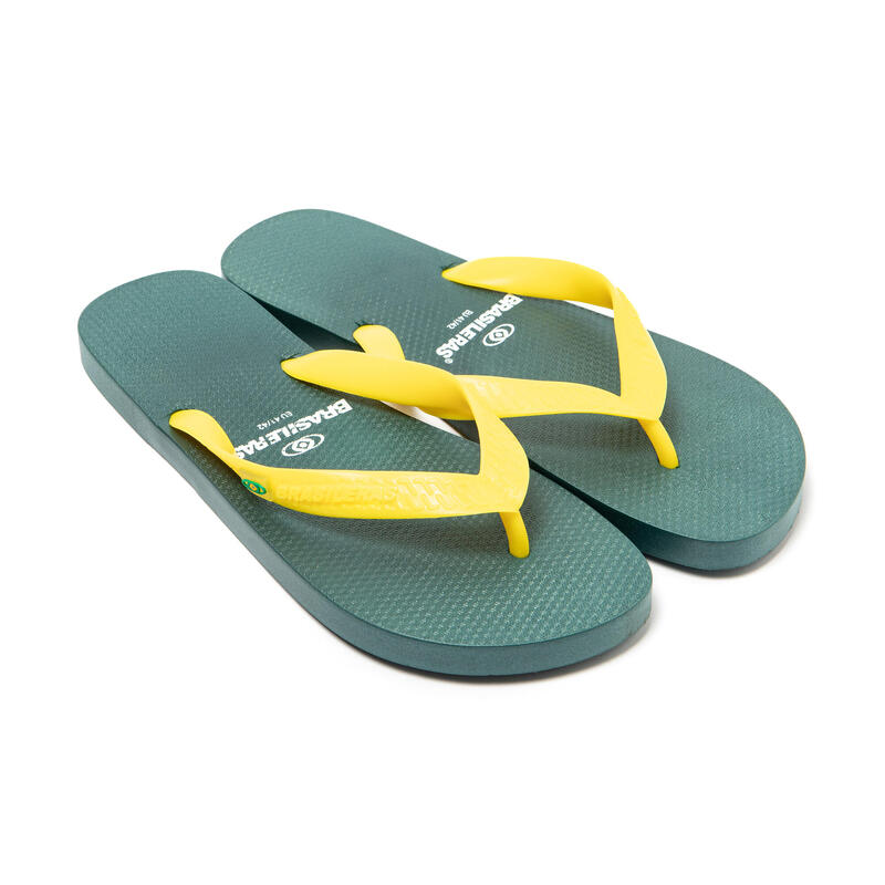 Mannen Brasilerase Teen Flip Flops Groen en Geel Anti Slippery