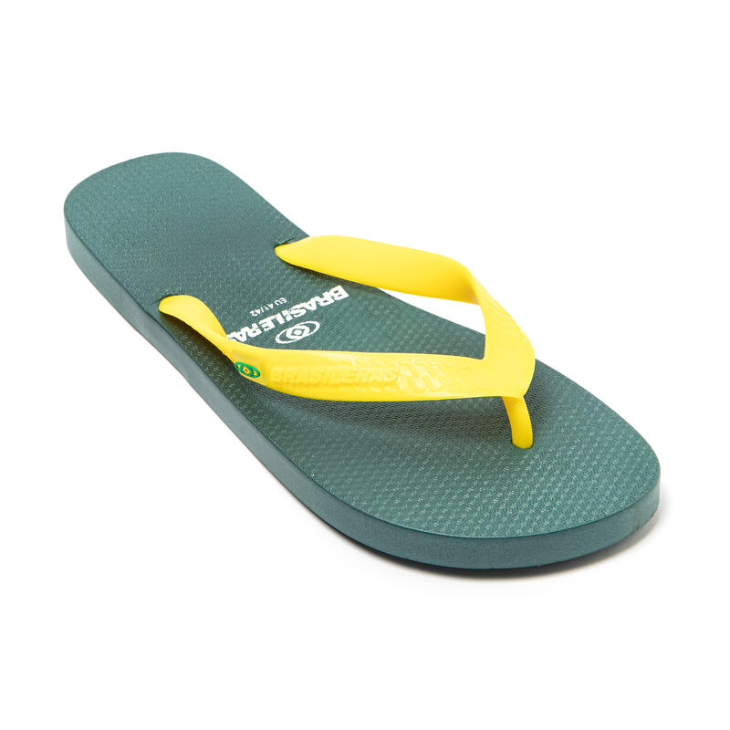 Mannen Brasilerase Teen Flip Flops Groen en Geel Anti Slippery