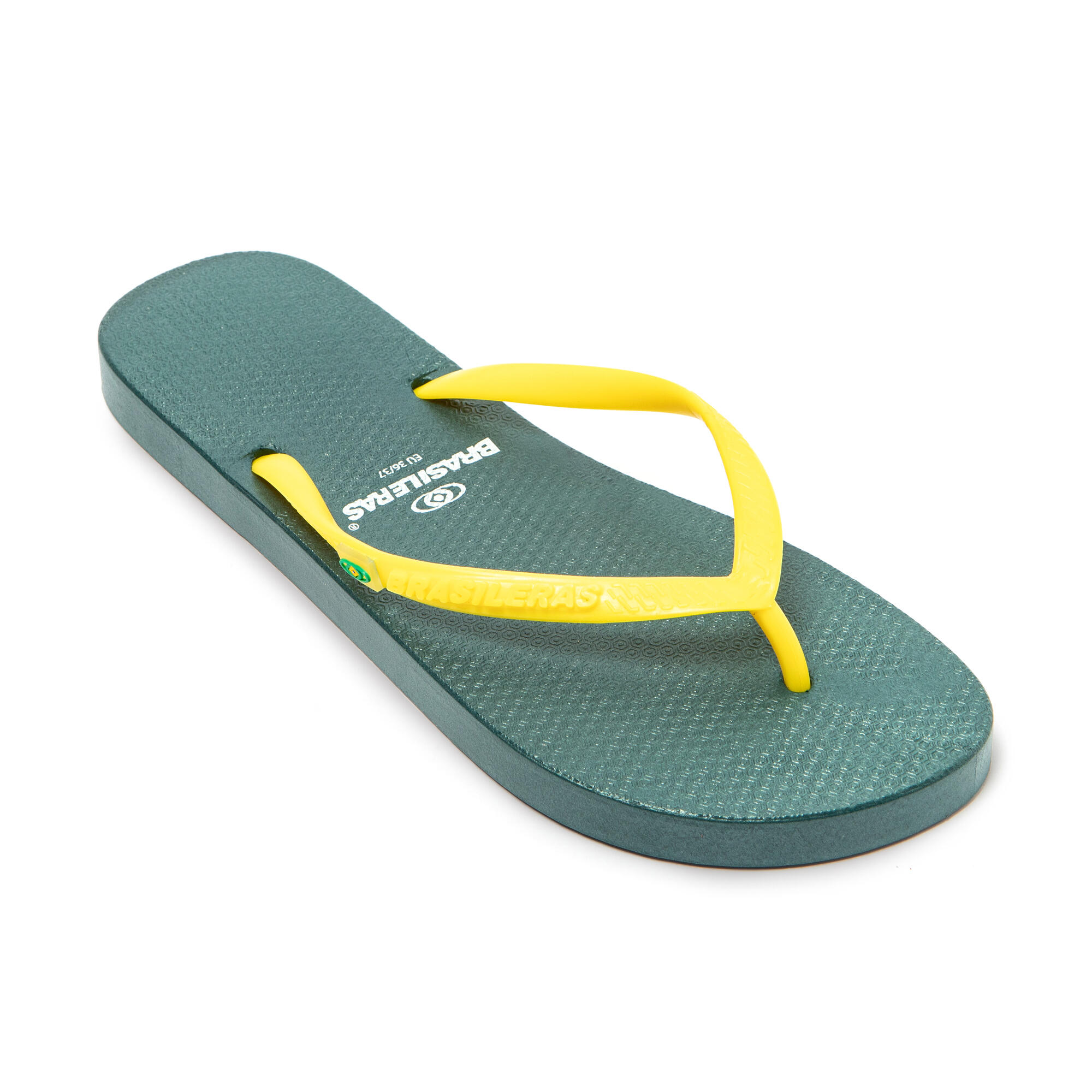 Chanclas Dedo Brasileras De Mujer Verde Y Amarillo Suela Antideslizante 2/7