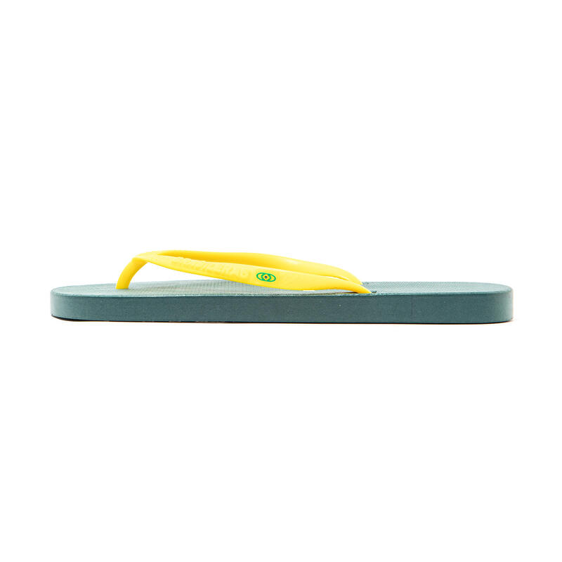 BRASILERAS Toe Flip Flops für Frauen Grün und Gelb mit rutschfester Sohle