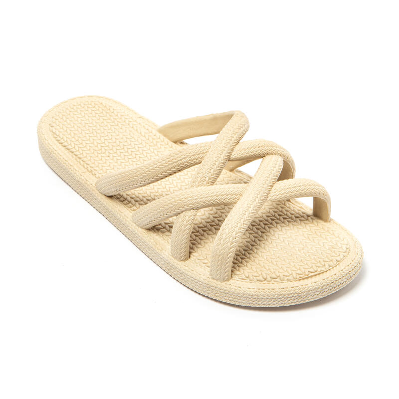 Sandali Brasileras beige da donna con suola in gomma antiscivolo