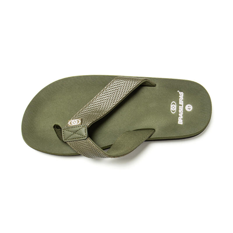 Chanclas Dedo Brasileras De Niños Color Verde Militar Con Suela Antideslizante