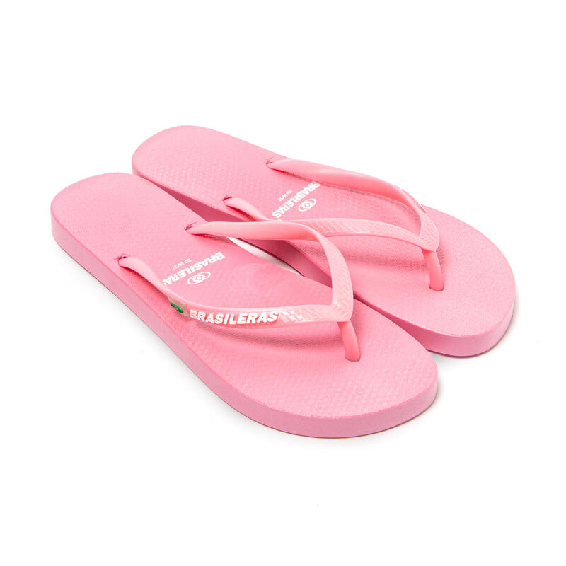 Vrouwen Brasilerase teenslippers roze met antislip rubberzool