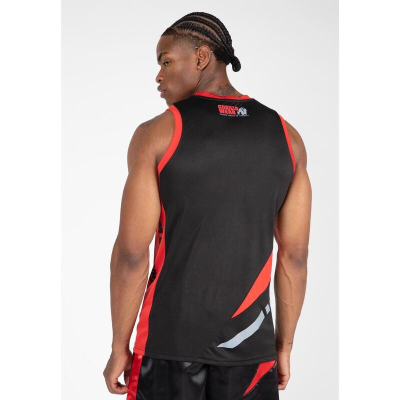 Gorilla Wear Hornell Tank Top - Unisex - Zwart/Rood - L