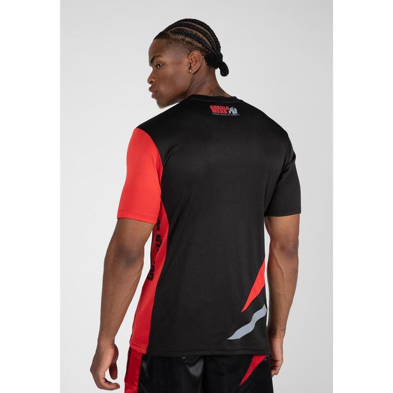 Gorilla Wear Hornell T-Shirt - Unisex - Zwart/Rood - 2XL