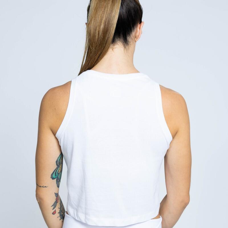 Camiseta sin mangas ajustada Top de poliéster reciclado de mujer TRR Blanca