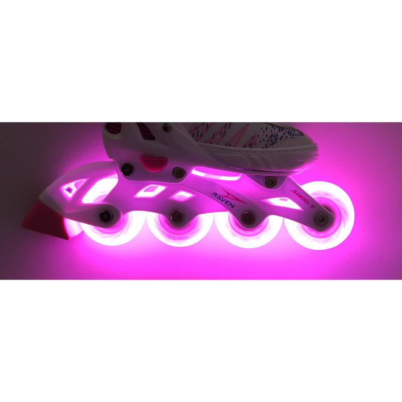 Pattini in linea regolabili Ruote luminose a LED Grace Bianco/Rosa