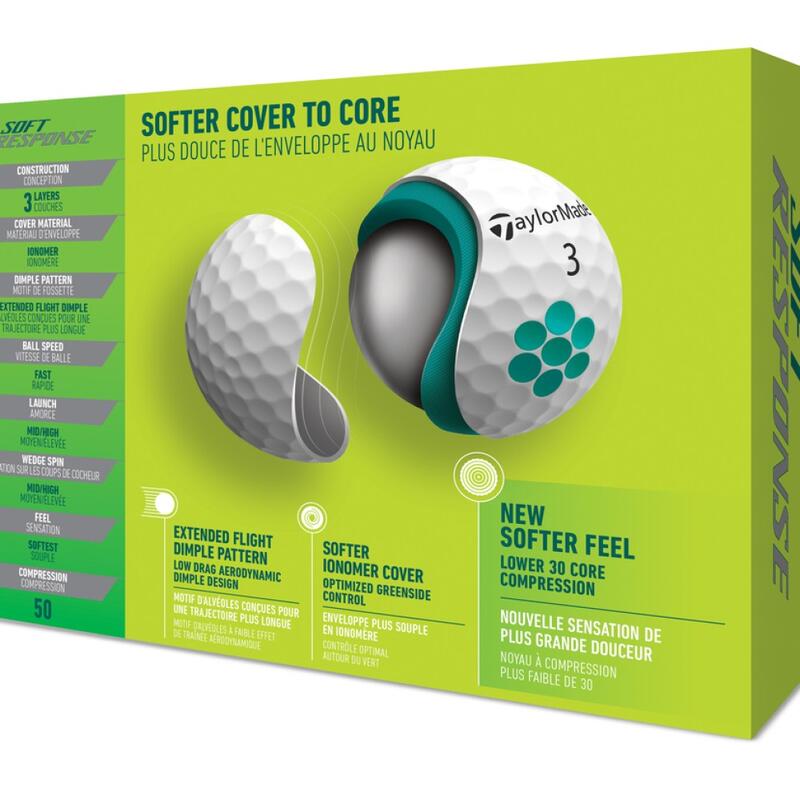 Doos met 12 TaylorMade Soft Response-golfballen Kleur: wit, NEW