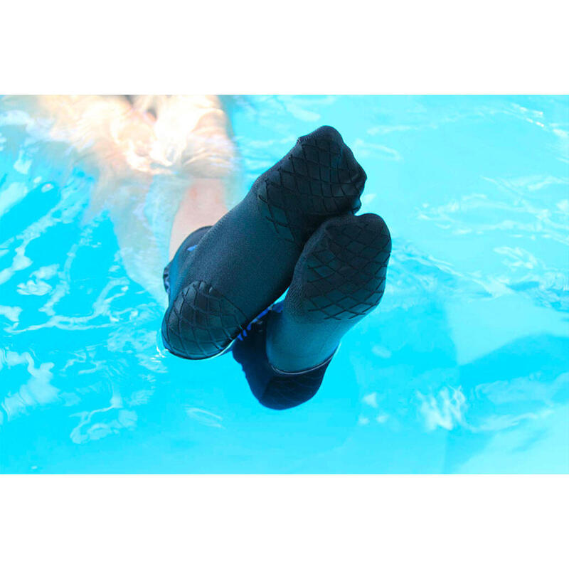 Chaussettes natation adulte piscine antidérapantes antibactérien noire bleu