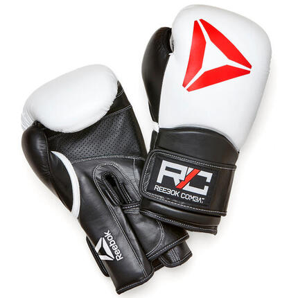 Gants de boxe en cuir Combat 10oz blanc/noir