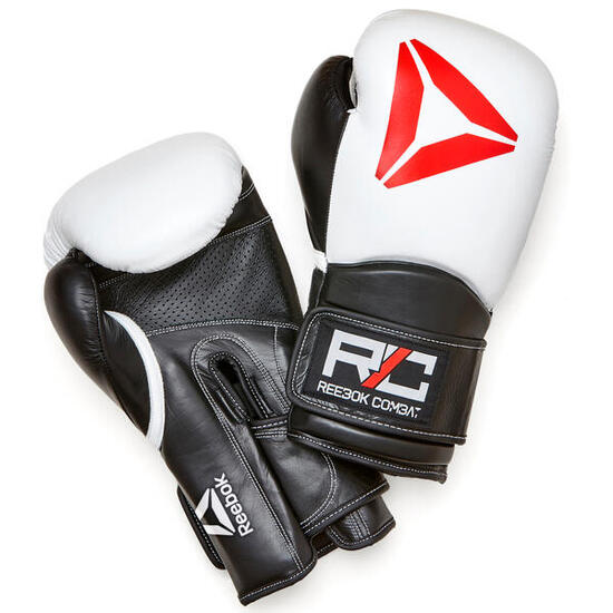 Gants de boxe en cuir Combat 10oz blanc/noir