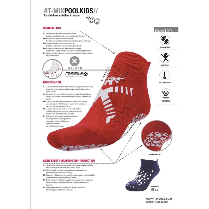 chaussettes natation enfants piscine antibactérien thermorégulateur fuchsia