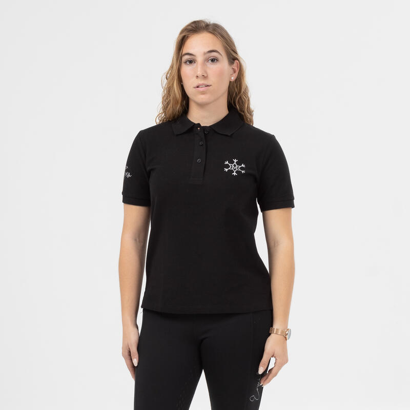 Polo Equitación Mon Trèsor Equestrian Black Mujer Negro Manga Corta