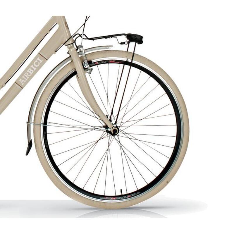 Bicicletta Urbana Airbici 605AL, telaio in alluminio, 6 vel, beige