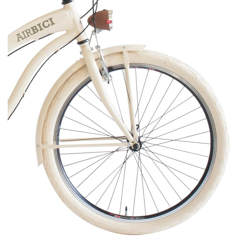 Bicicletta Urbana Airbici Cruiser L, telaio in alluminio, 6 velocitá, beige