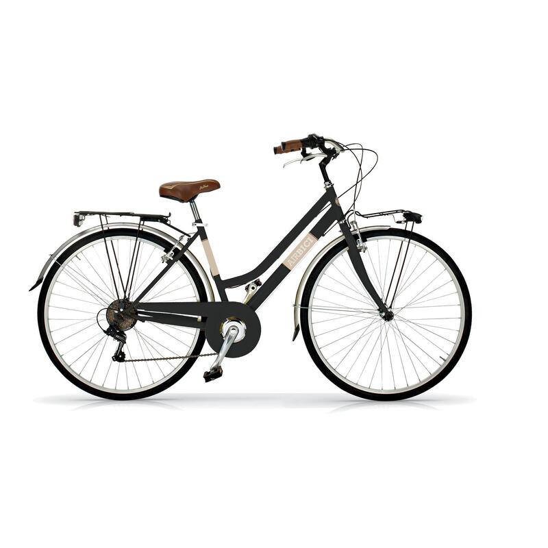 Bicicleta De Ciudad 605l cuadro acero 6 velocidades color negro airbici allure 605mujer
