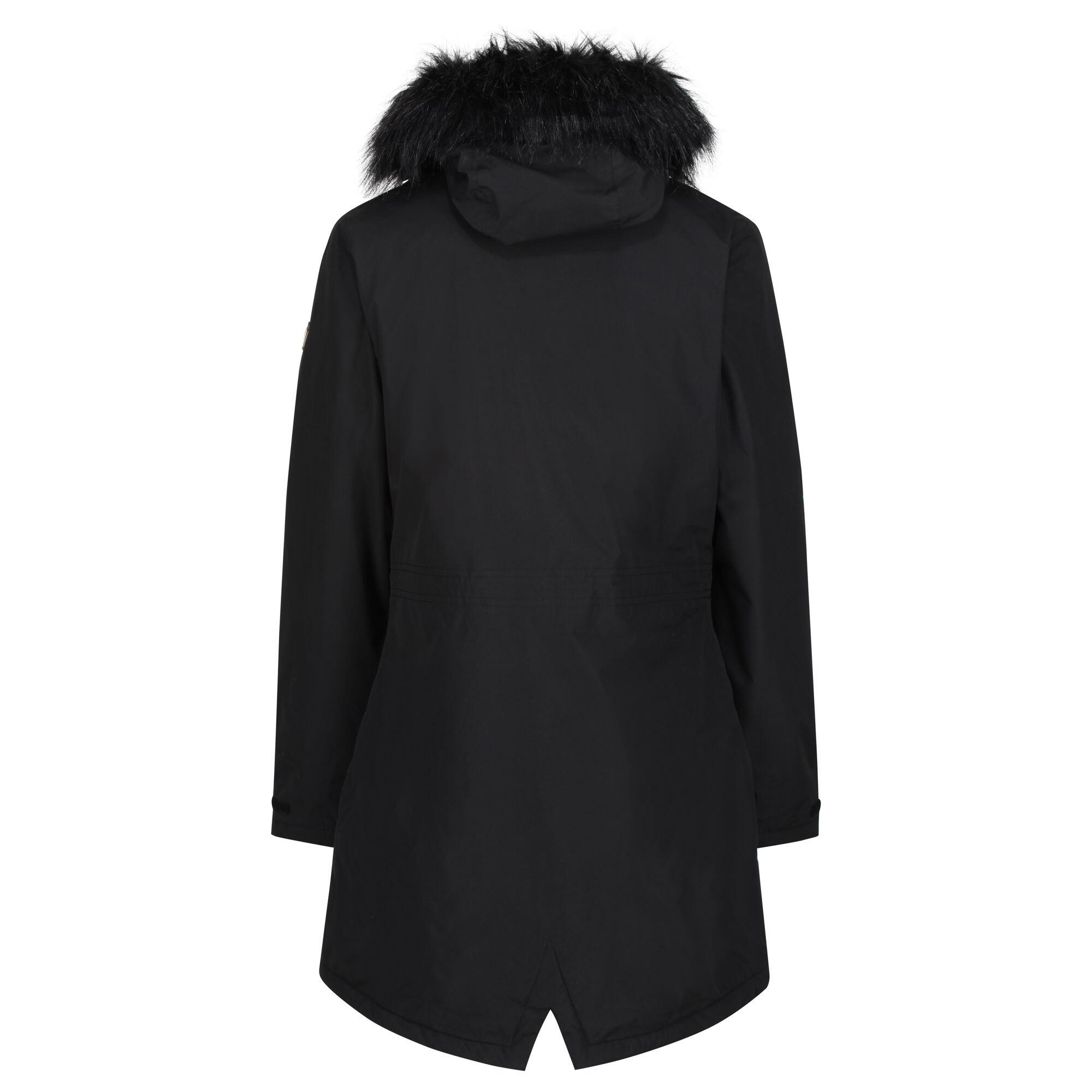 Womens/Ladies Serleena Fur Trimmed Waterproof Parka Jacket (Black) 2/5