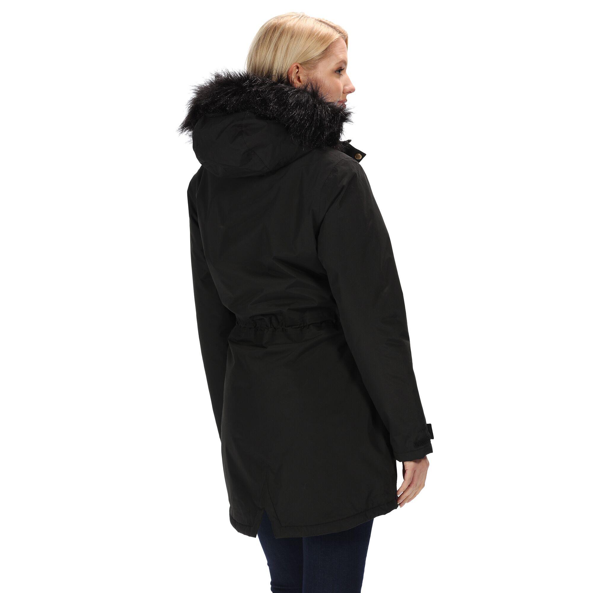 Womens/Ladies Serleena Fur Trimmed Waterproof Parka Jacket (Black) 4/5