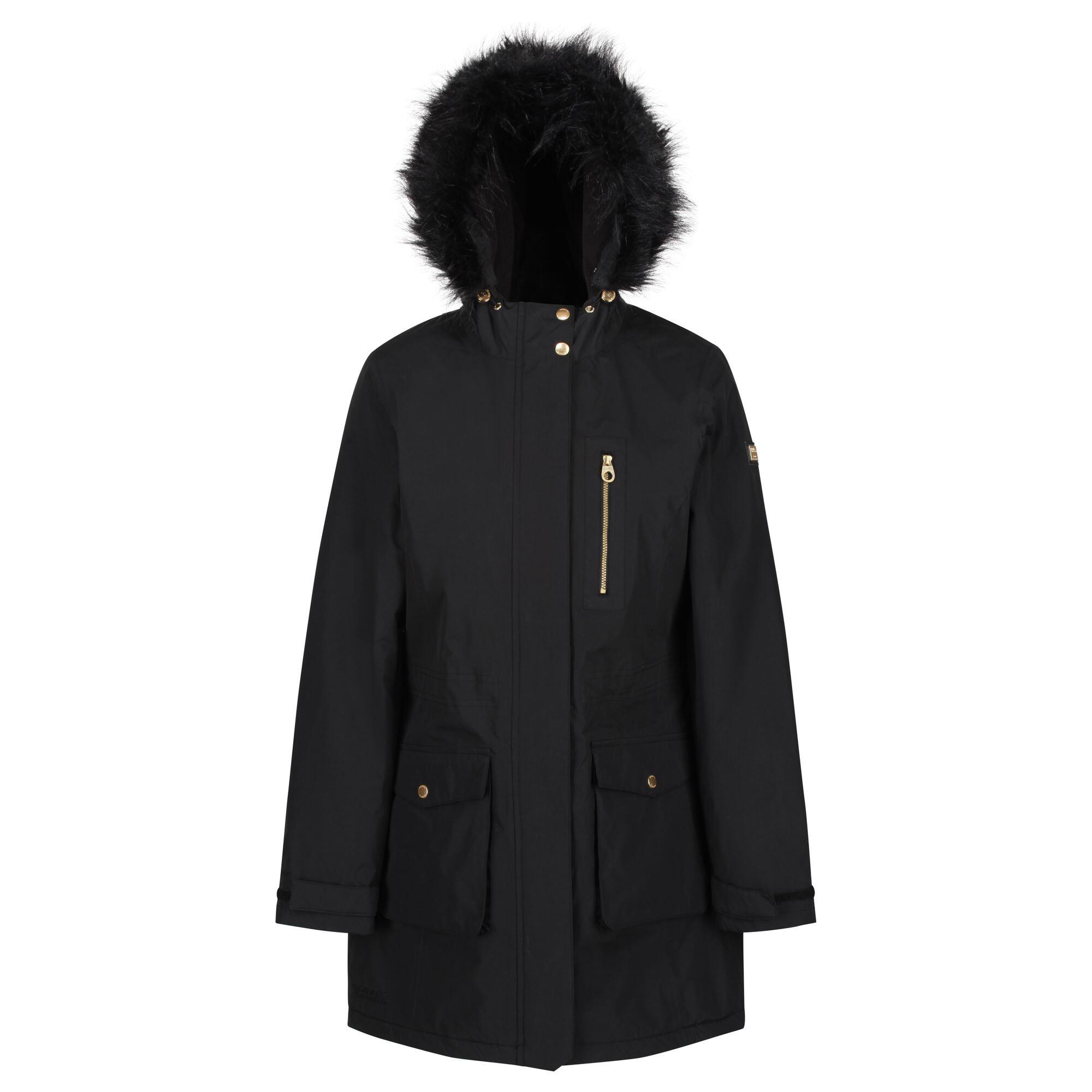 REGATTA Womens/Ladies Serleena Fur Trimmed Waterproof Parka Jacket (Black)