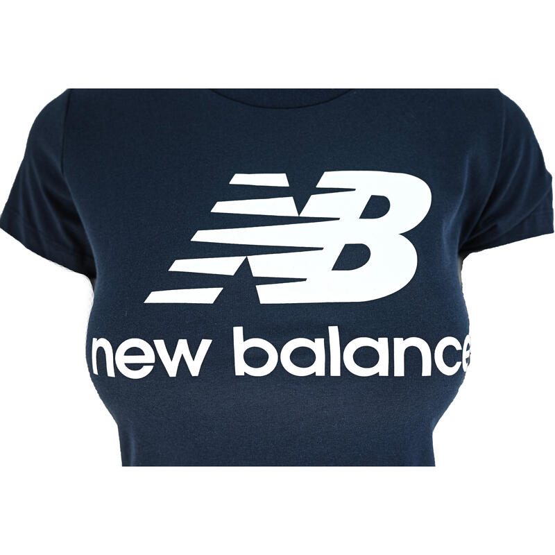 Camiseta de manga corta New Balance Essentials Stack, Azul, Mujer