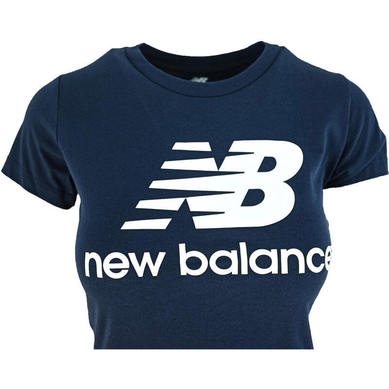 Camiseta de manga corta New Balance Essentials Stack, Azul, Mujer