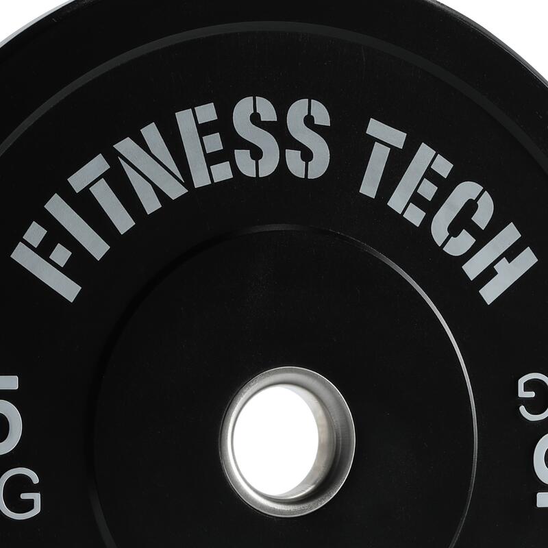 Disco Bumper Plate Musculación Fitness Tech 20kg Negro Unidad