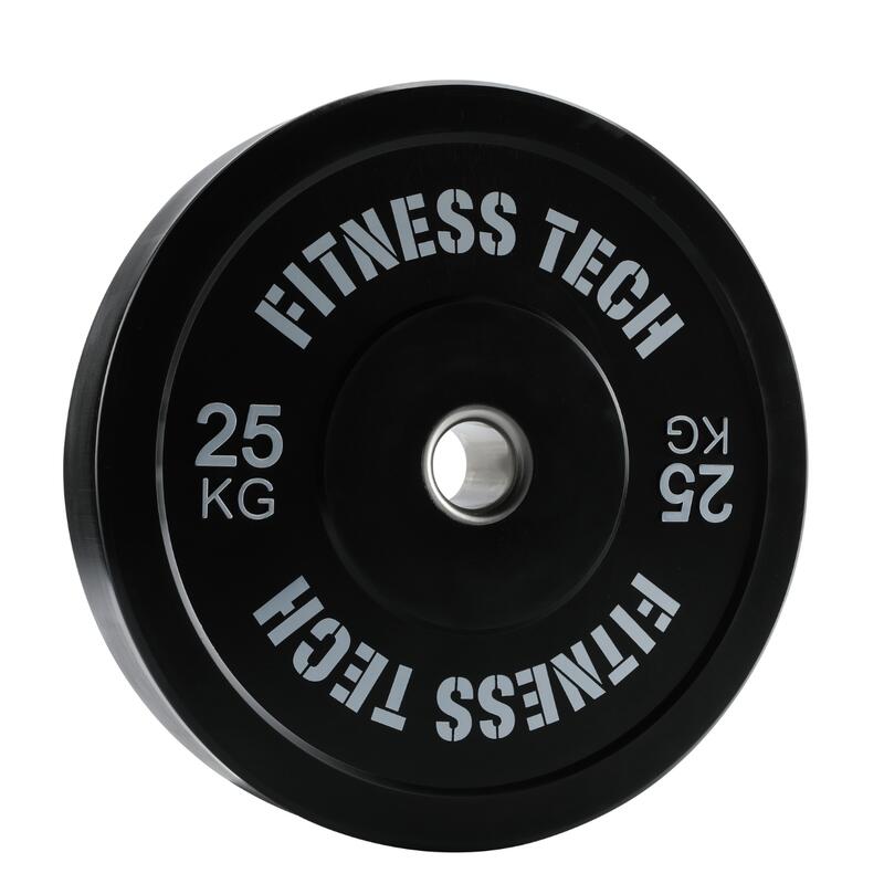 Disco Bumper Plate Musculación Fitness Tech 25kg Negro Unidad