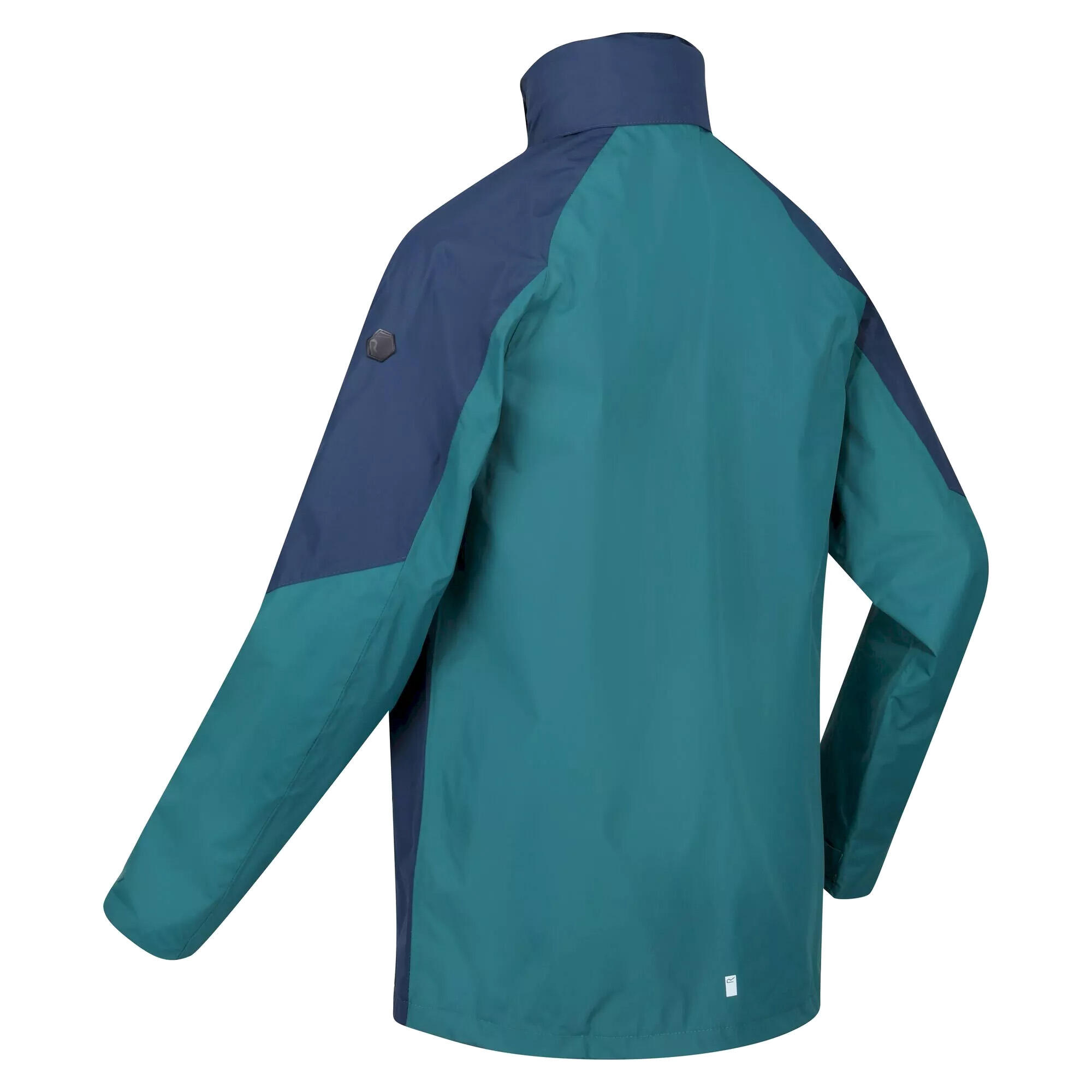 Giacca Impermeabile Con Cappuccio Uomo Regatta Calderdale IV Verde Pacifico Blu 3/4