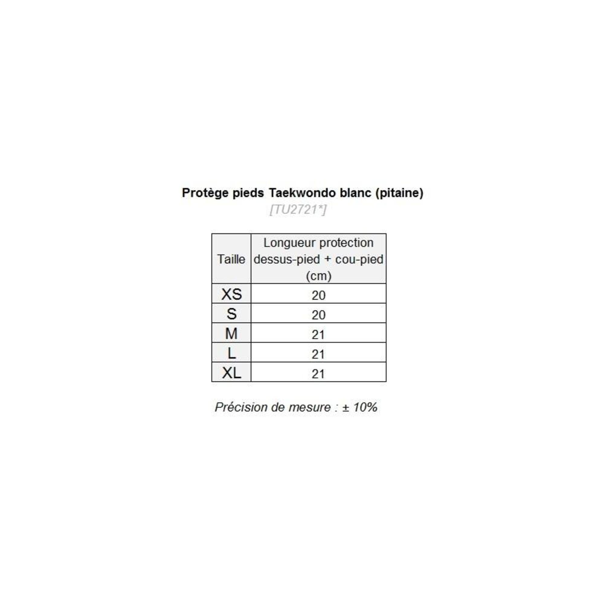 Protecciones de pie de Taekwondo blancas (Tamaños)