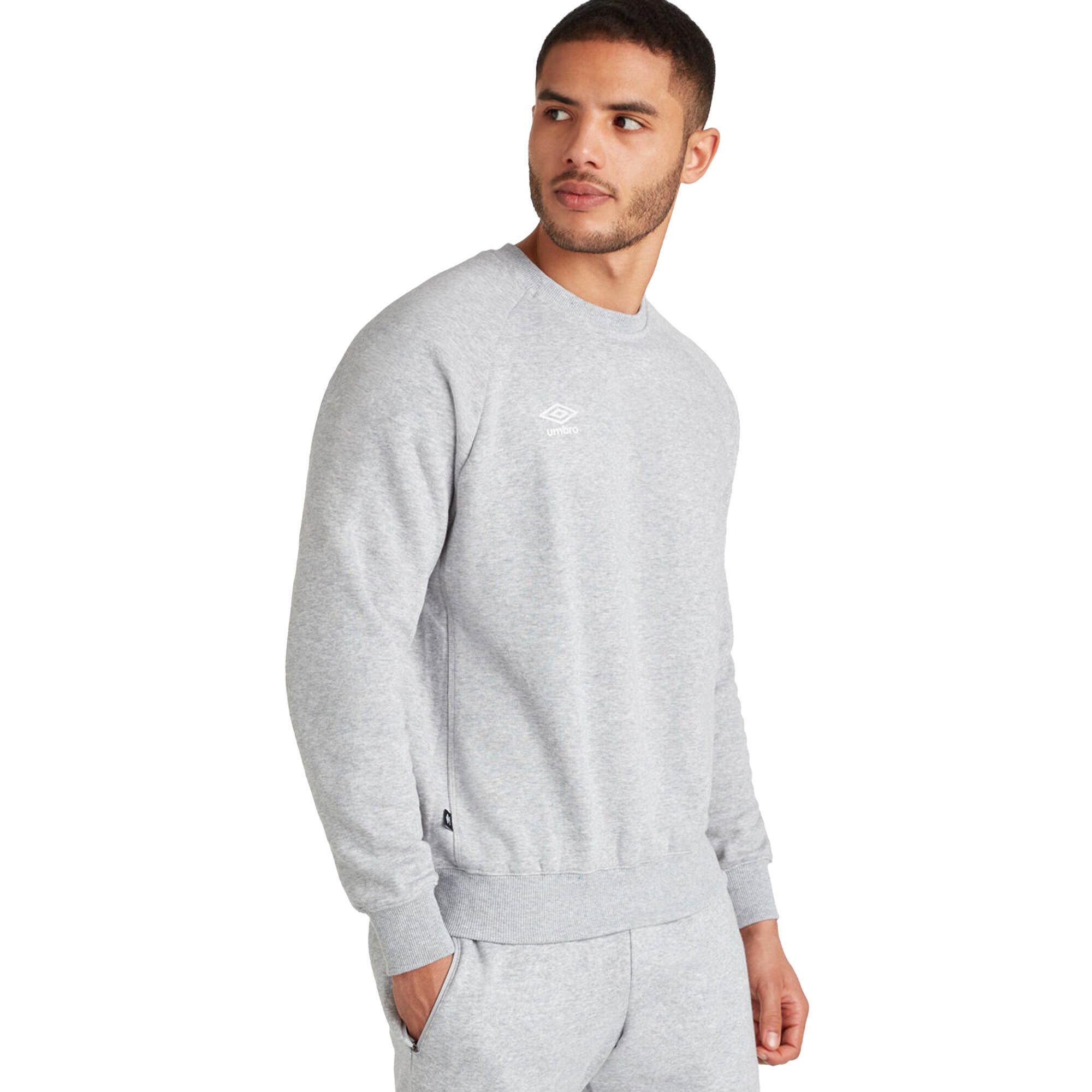 "Club Leisure" Sweatshirt für Herren Grau meliert/Weiß 3/4