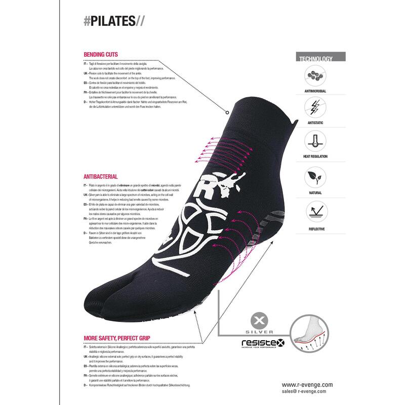 Sosete R-EVENGE pentru adulți, anti-alunecare Pilates, Fitness, 1 deget