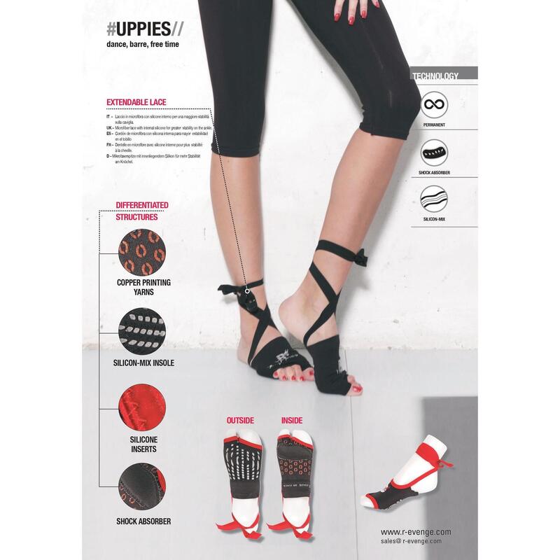 Uppies Sport Socken für Erwachsene für Tanz und Bar Rot