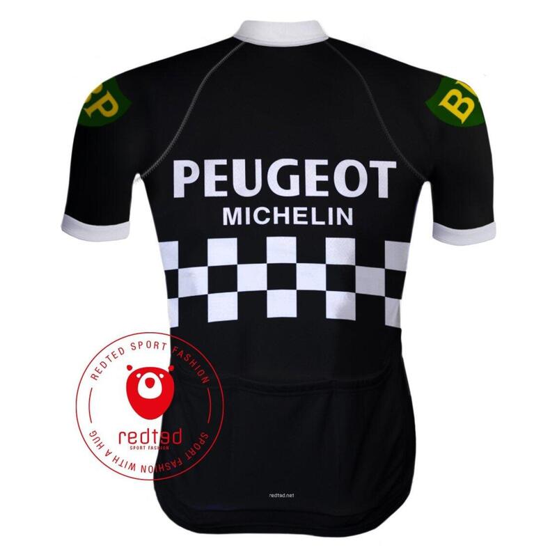 Maillot ciclista retro Peugeot Negro - REDTED