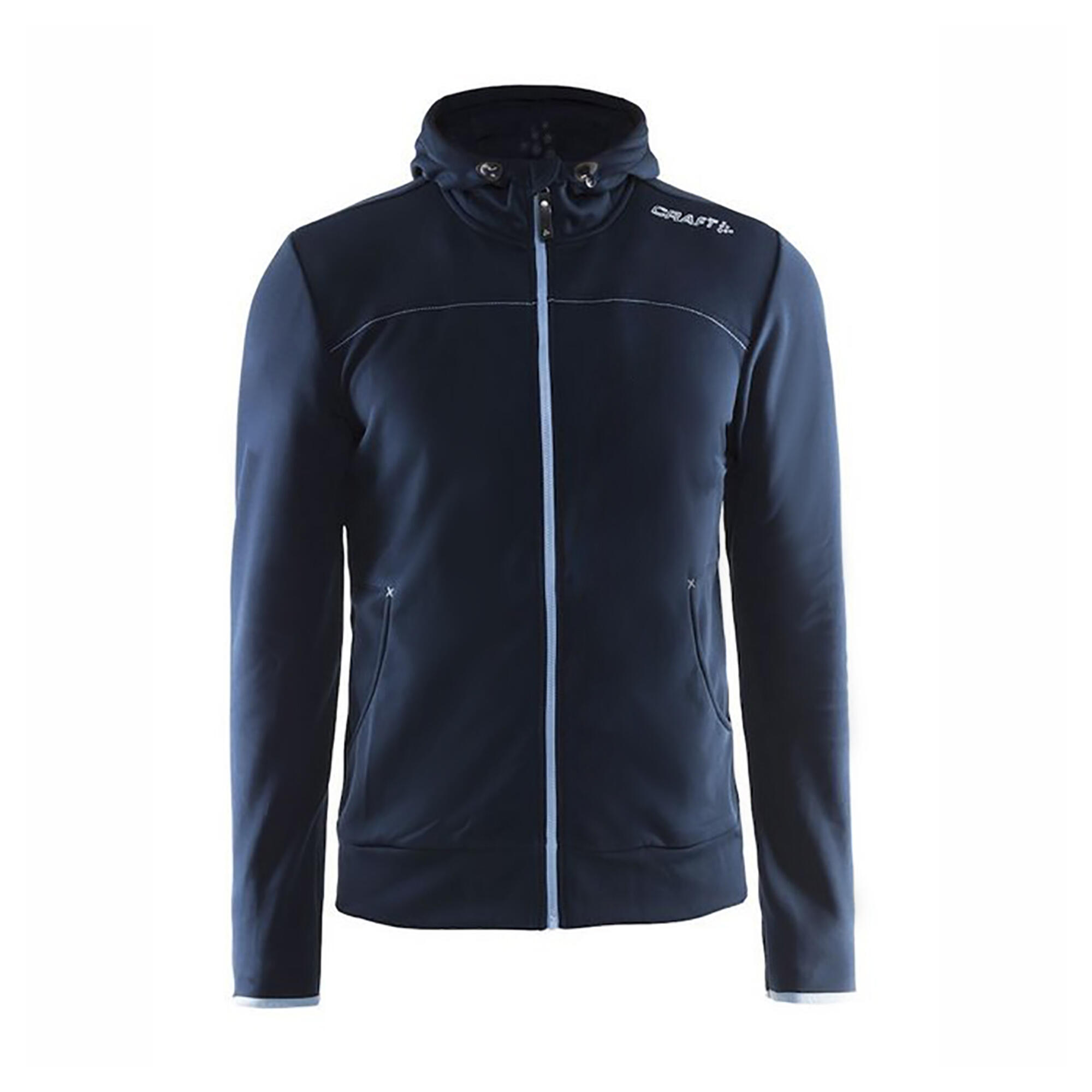 Mens Leisure Athletic Full Zip Hoodie Jacket (Navy) 1/4